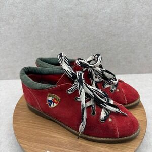 Esprit Vintage Suede Lug Sole Shoes Red 90s Grunge Indie Retro Eclectic Size 8.5